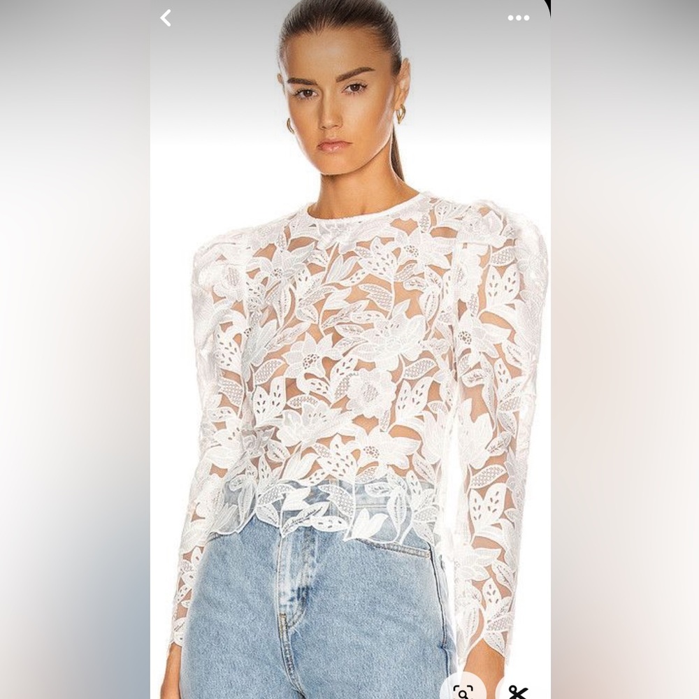 Self-Portrait Long Sleeve Leaf Guipure Top
